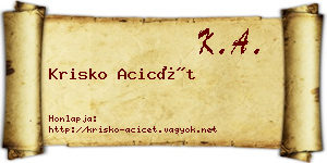 Krisko Acicét névjegykártya